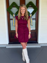 Load image into Gallery viewer, Button Detail Drop Waist Dress - Maroon