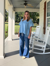 Load image into Gallery viewer, Mineral Washed Oversized Short Sleeve Top - Powder Blue