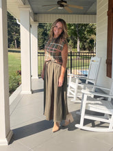 Load image into Gallery viewer, Two Piece Plaid Sweater Top with Solid Dress Under - Olive
