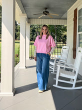 Load image into Gallery viewer, Crew neck elbow length sleeve sweater top - Pink
