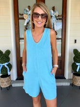 Load image into Gallery viewer, TAKE THE TRIP ROMPER - AQUA

