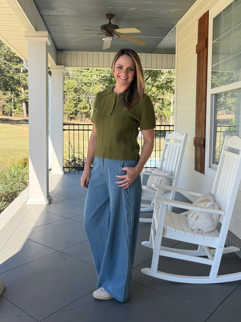 GIVE AND GO SWEATER TOP - OLIVE