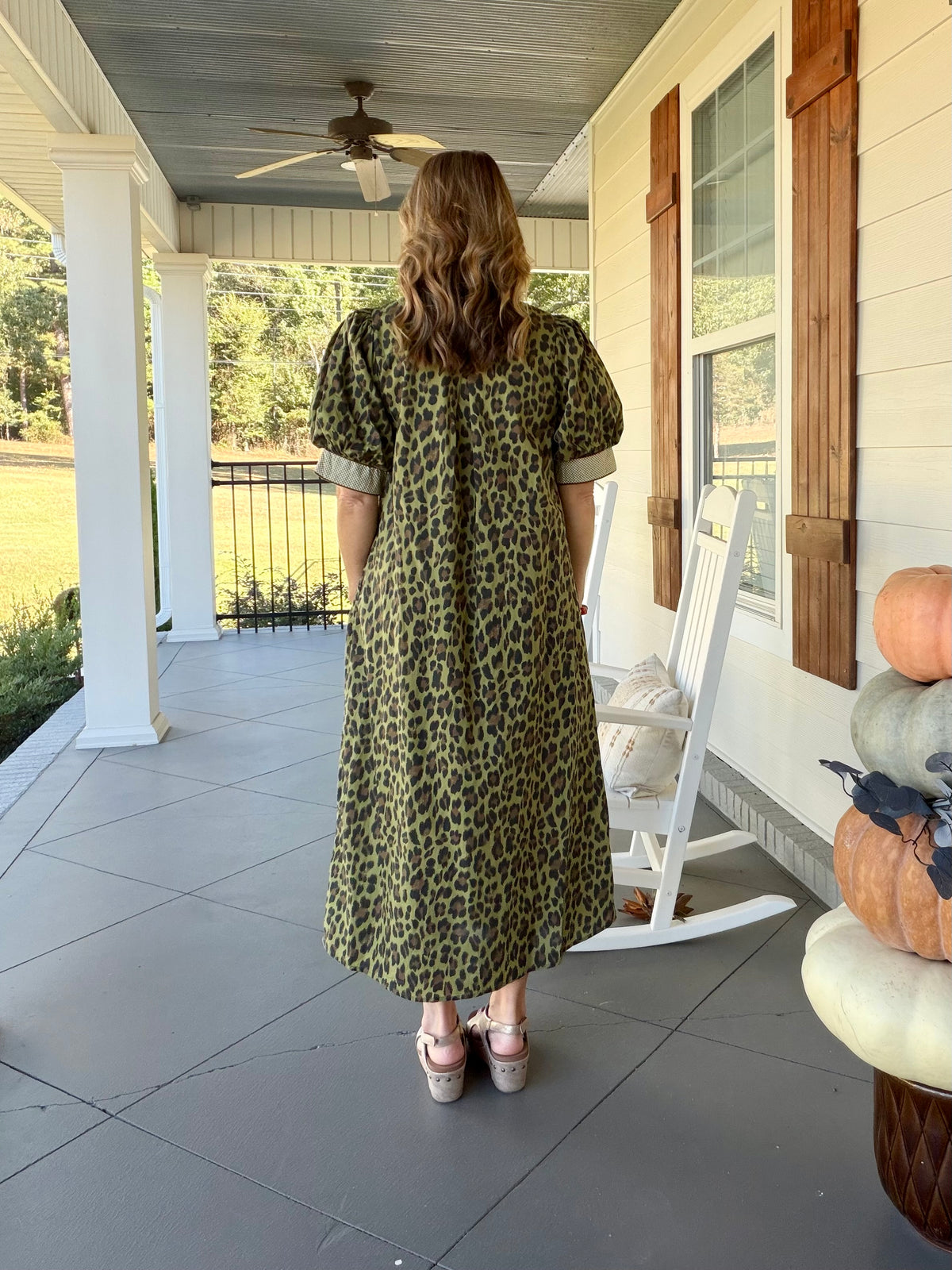 Leopard midi dress - Olive