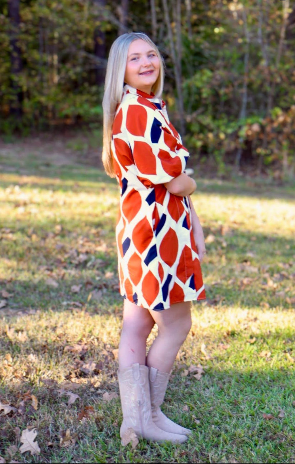 FEELING FREE DRESS - RUST/NAVY