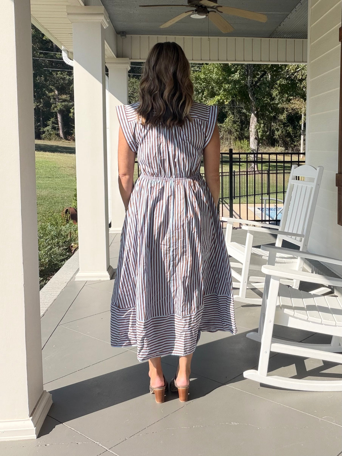 LEND A HAND DRESS - BLUE/BROWN