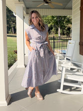 Load image into Gallery viewer, LEND A HAND DRESS - BLUE/BROWN
