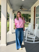Load image into Gallery viewer, Crew neck elbow length sleeve sweater top - Pink
