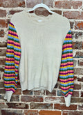 LOOK AT ME NOW SWEATER TOP - TAUPE/MULTI