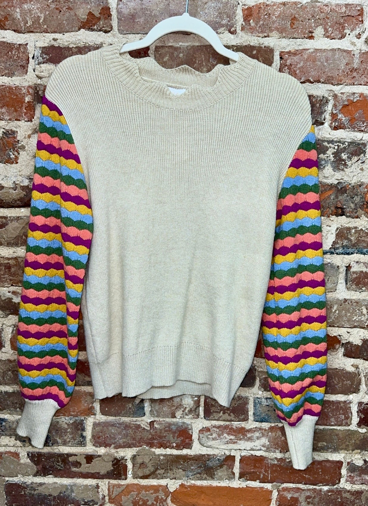 LOOK AT ME NOW SWEATER TOP - TAUPE/MULTI