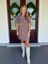 Load image into Gallery viewer, Animal print faux suede shift dress - Taupe
