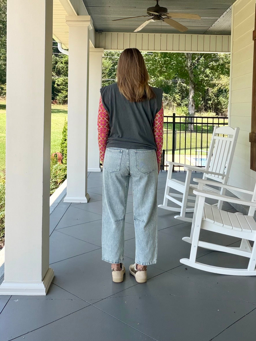 MAKE MY DAY JEANS - LT DENIM W/ PATCHES