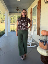 Load image into Gallery viewer, Western printed short sleeve sweater top - Brown
