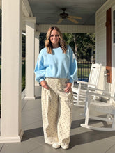 Load image into Gallery viewer, Oversized Tie-Detail Sweatshirt Top - Light Blue
