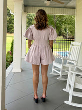 Load image into Gallery viewer, TAKE ME FOR A RIDE ROMPER - DUSTY PINK/BLACK DOT
