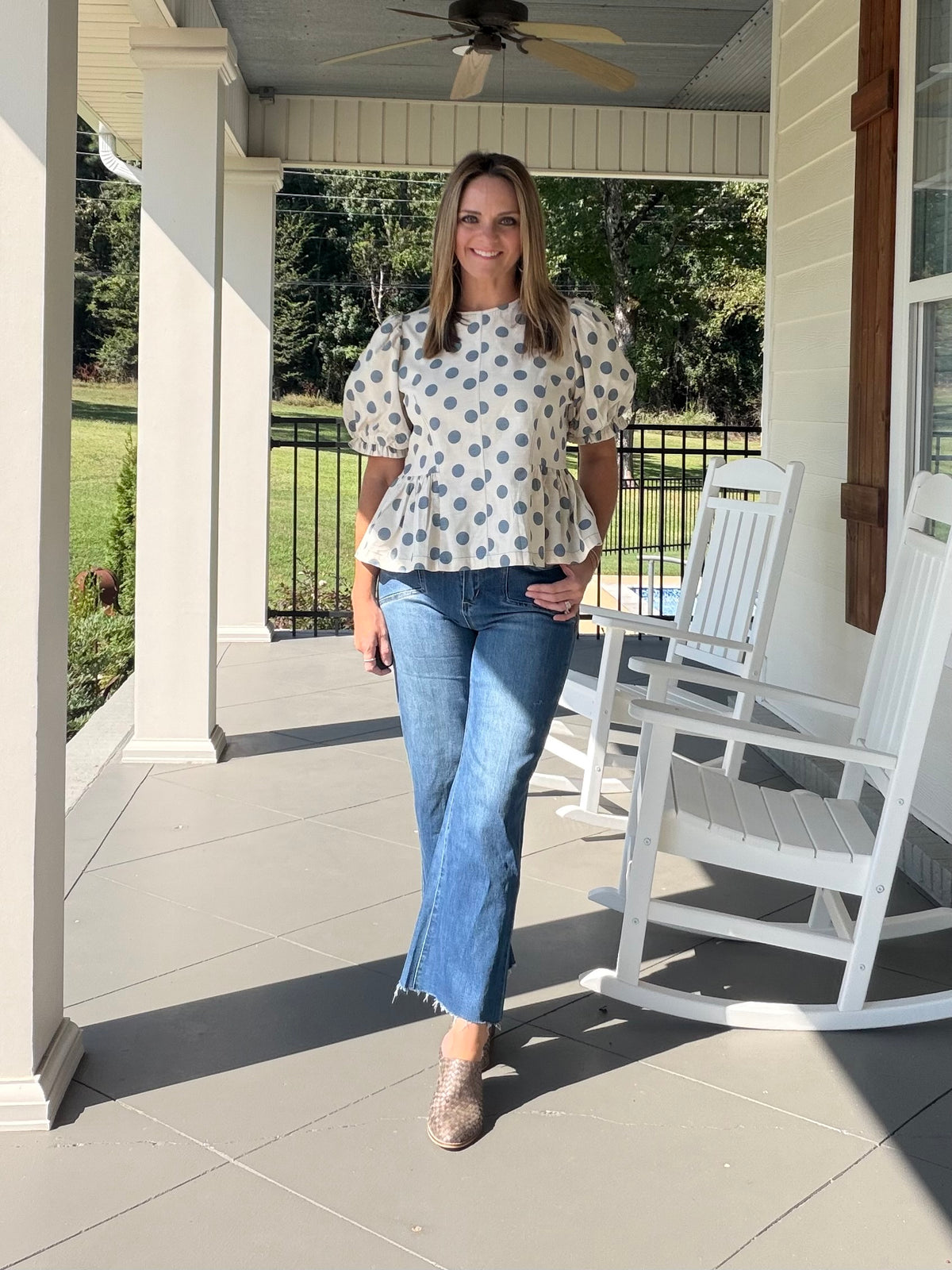 MORE TO ME TOP - DENIM DOT