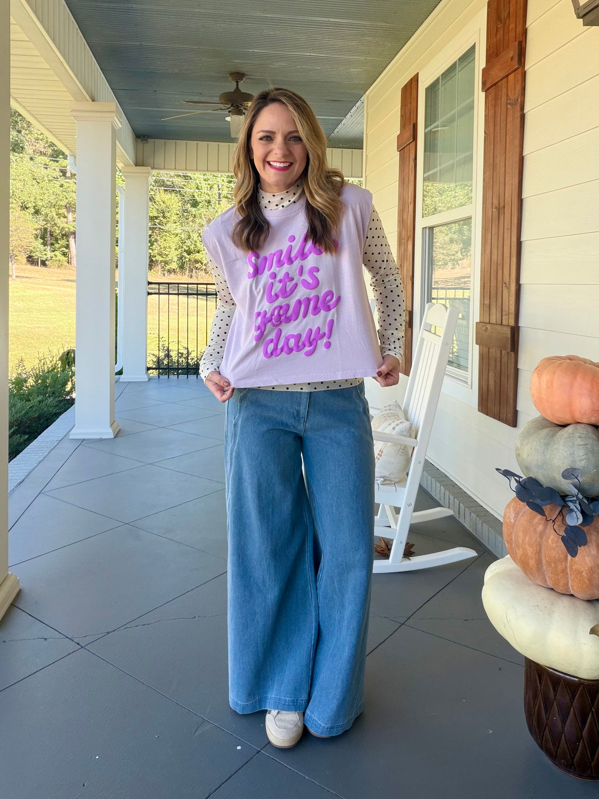 Poppy & Pine Smile its Gameday T-shirt - Lilac