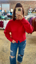 THOUGHT OF YOU SWEATER TOP - RED