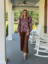 Load image into Gallery viewer, Layered Ruffle Shoulder Detail Floral Blouse - Olive Mix
