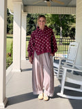 Mineral Washed Polka Dot Pullover - Maroon