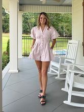 Load image into Gallery viewer, TAKE ME FOR A RIDE ROMPER - DUSTY PINK/BLACK DOT
