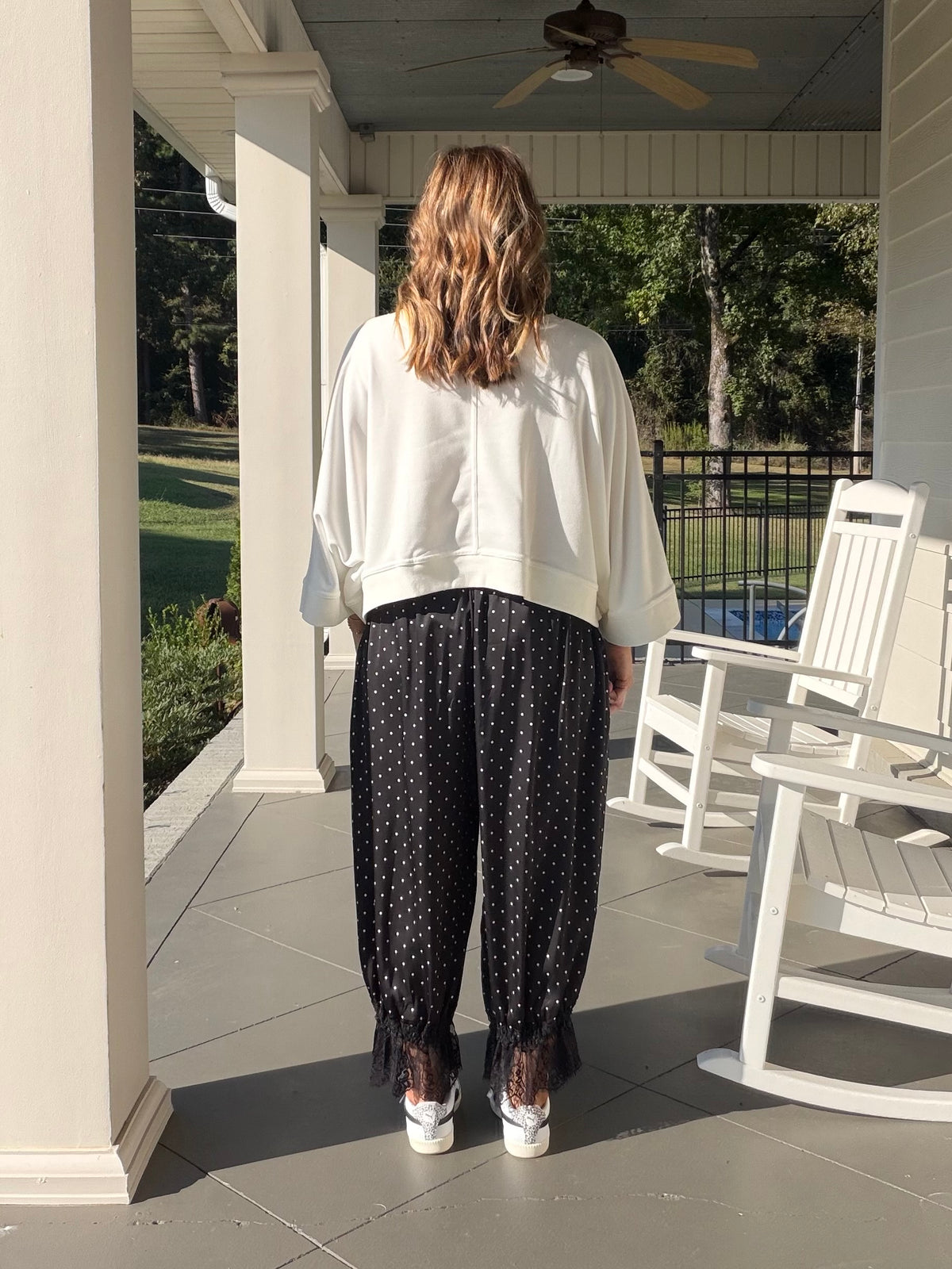 Dolman Sleeves Cropped Oversize Top - Ivory