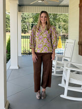 Load image into Gallery viewer, Ruffled Neckline Floral Top - Green
