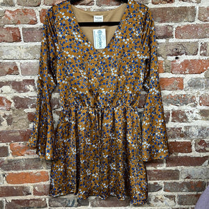 VINTAGE DREAMS DRESS - CAMEL/BLUES