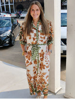 WHAT YOU SAID DRESS - OLIVE/CAMEL MIX