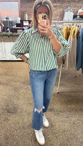 GIVE IN TO YOU TOP - GREEN/CREAM