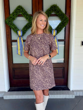 Load image into Gallery viewer, Animal print faux suede shift dress - Taupe

