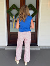 Load image into Gallery viewer, Straight Wide Leg Pinstripe Casual Pants - Red/Ivory
