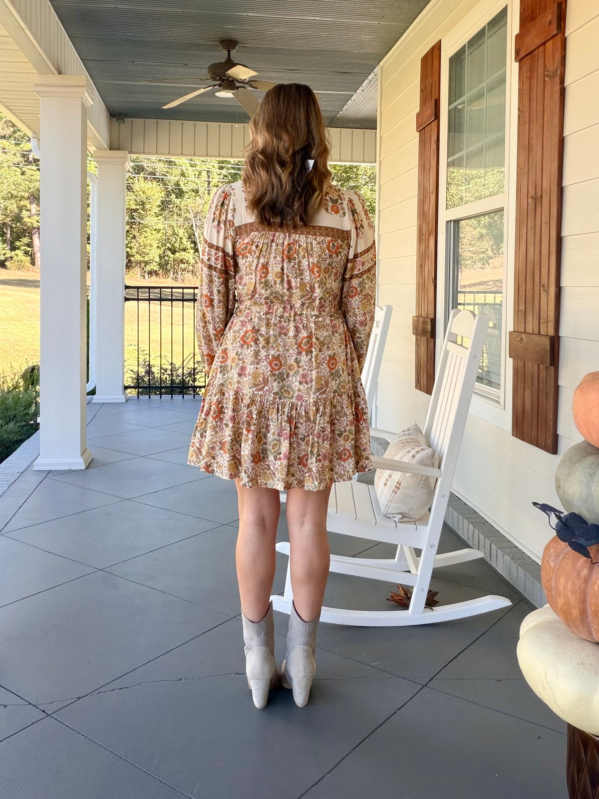 Boho Floral Print Tie Waist Dress