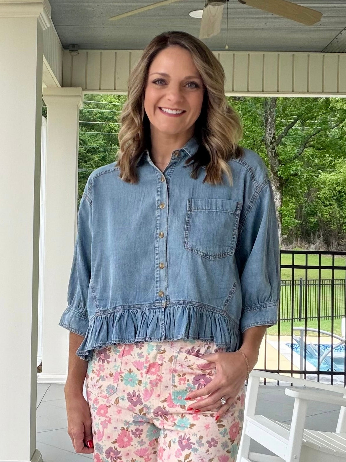FILL UP THE DAY TOP - LT. DENIM