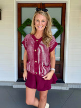 Load image into Gallery viewer, Striped Sweater Vest - Maroon/Cream
