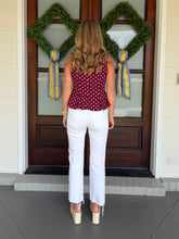 Load image into Gallery viewer, Polka Dot Peplum Denim Top - Maroon
