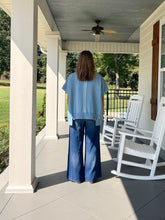 Load image into Gallery viewer, Mineral Washed Oversized Short Sleeve Top - Powder Blue
