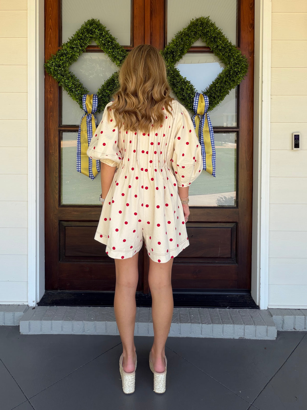 IN THE SWING OF THINGS ROMPER - CREAM/RED