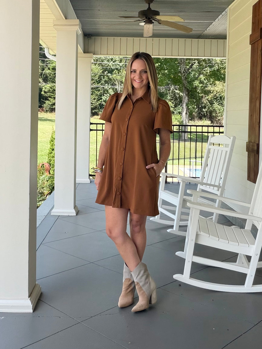 GIVE AND TAKE DRESS - CAMEL