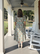 Load image into Gallery viewer, Mixed Print Short Sleeve Tie Midi Dress - Cream Mix

