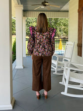Load image into Gallery viewer, Layered Ruffle Shoulder Detail Floral Blouse - Olive Mix
