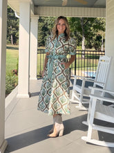 Load image into Gallery viewer, Mixed Print Short Sleeve Tie Midi Dress - Cream Mix
