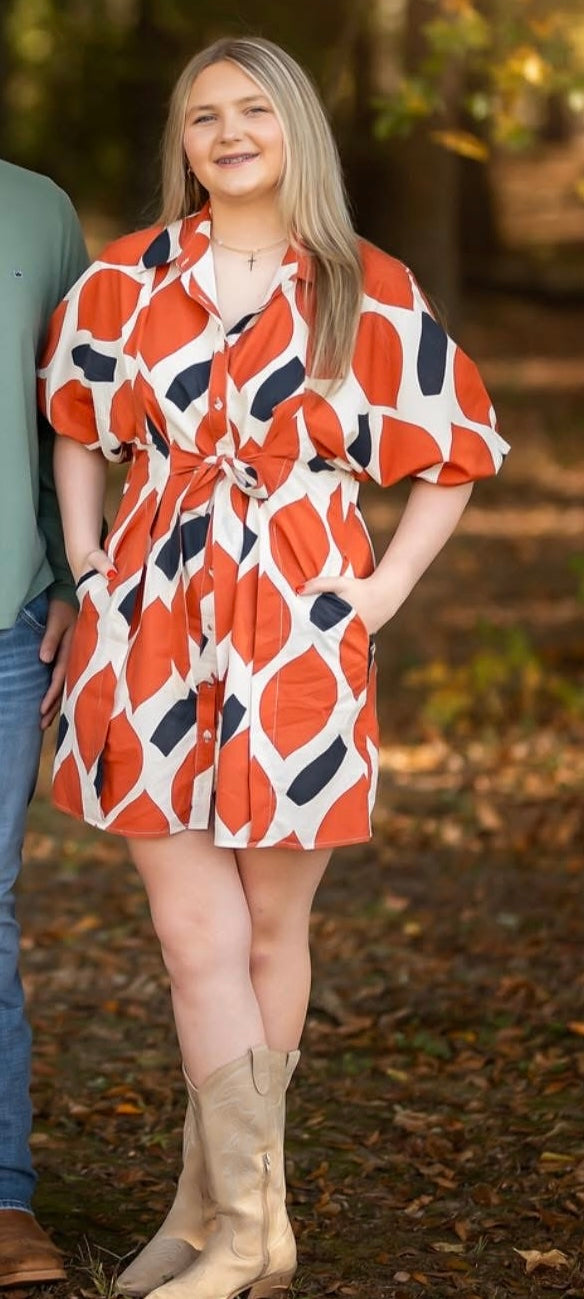 FEELING FREE DRESS - RUST/NAVY