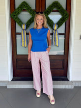 Load image into Gallery viewer, Straight Wide Leg Pinstripe Casual Pants - Red/Ivory

