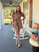 Load image into Gallery viewer, Button down dress with metallic detail - Mocha
