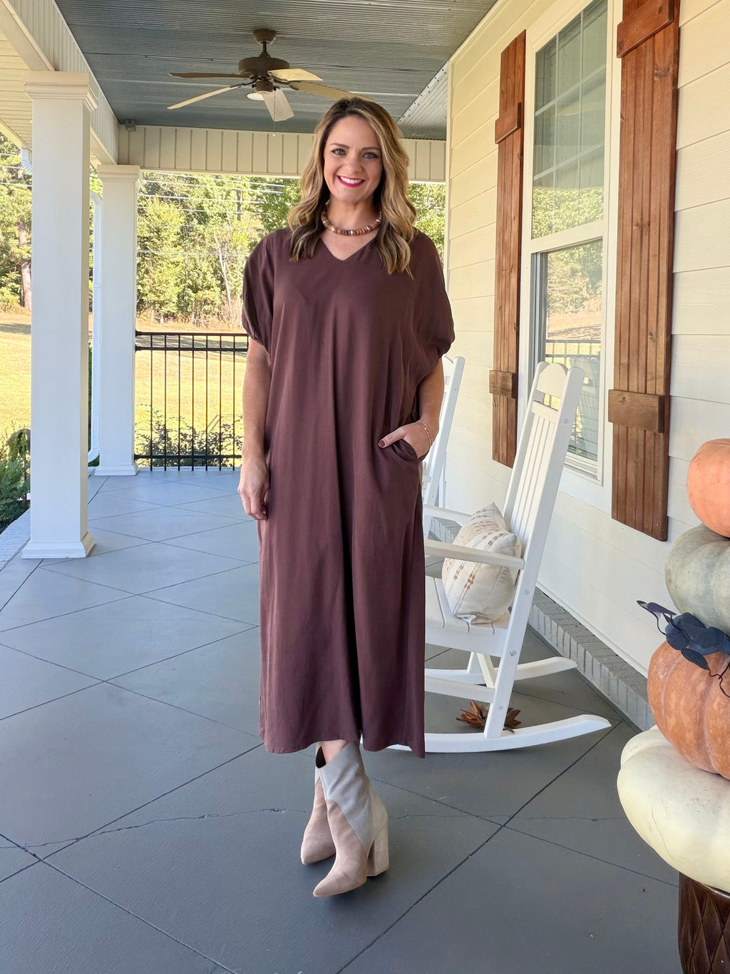 BREAKING TIES DRESS - CHOCOLATE