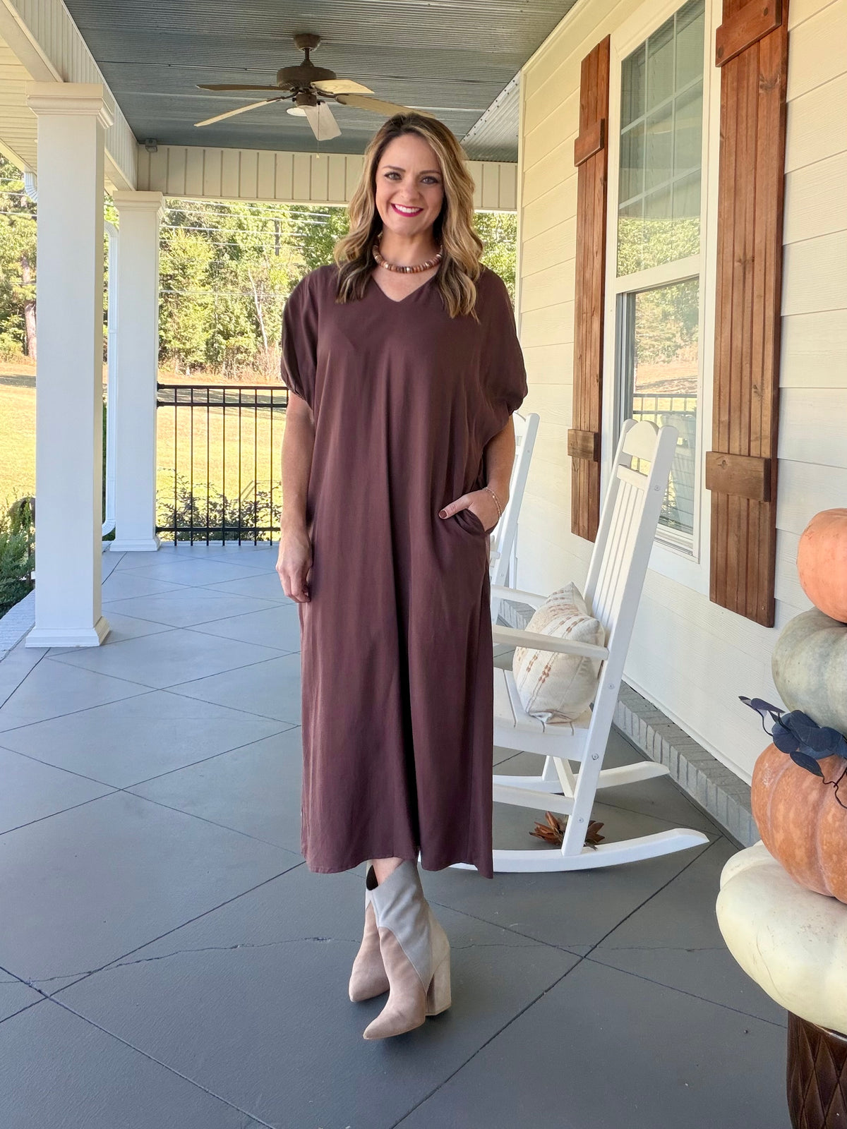 BREAKING TIES DRESS - CHOCOLATE