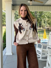 Load image into Gallery viewer, Western Detailed Knit Sweater Vest - Ecru
