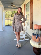 Load image into Gallery viewer, Leopard button down dress with belt

