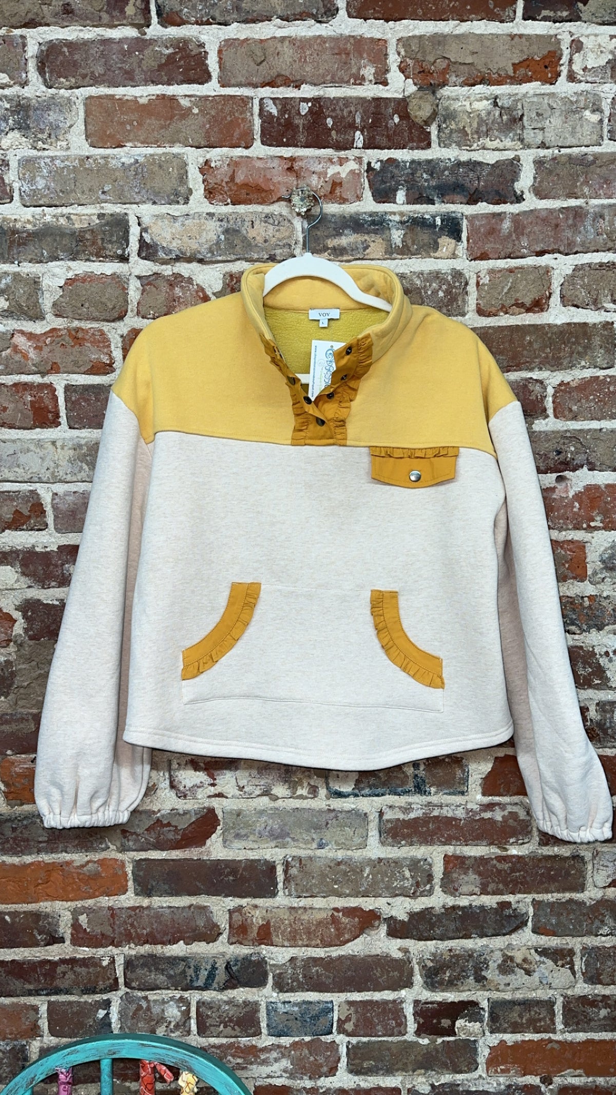 LAY IT ALL DOWN TOP - OATMEAL/MUSTARD