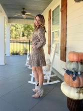 Load image into Gallery viewer, Leopard button down dress with belt
